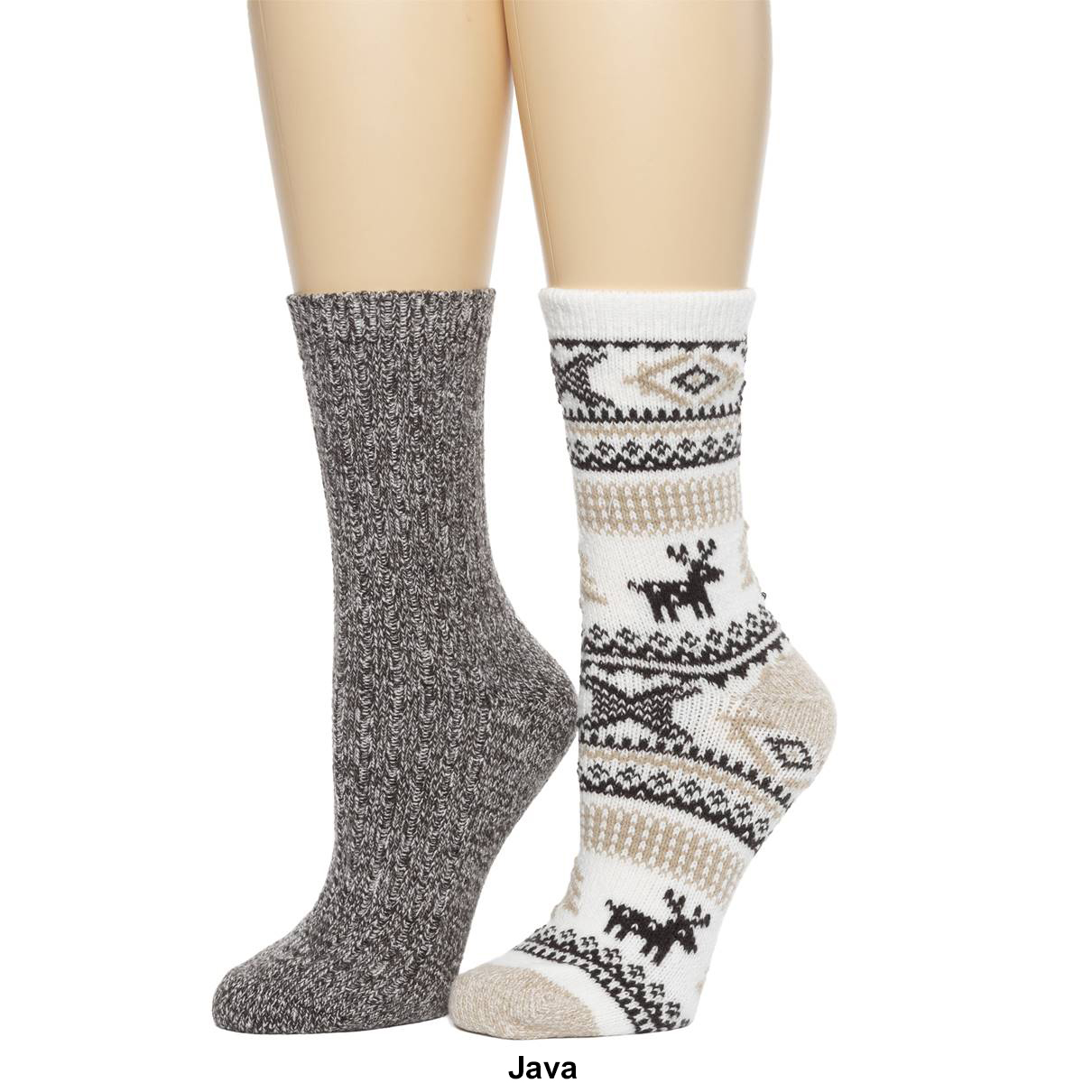 Womens Cuddl Duds(R) 2pk. Reindeer Snowflake Rib Boot Crew Socks