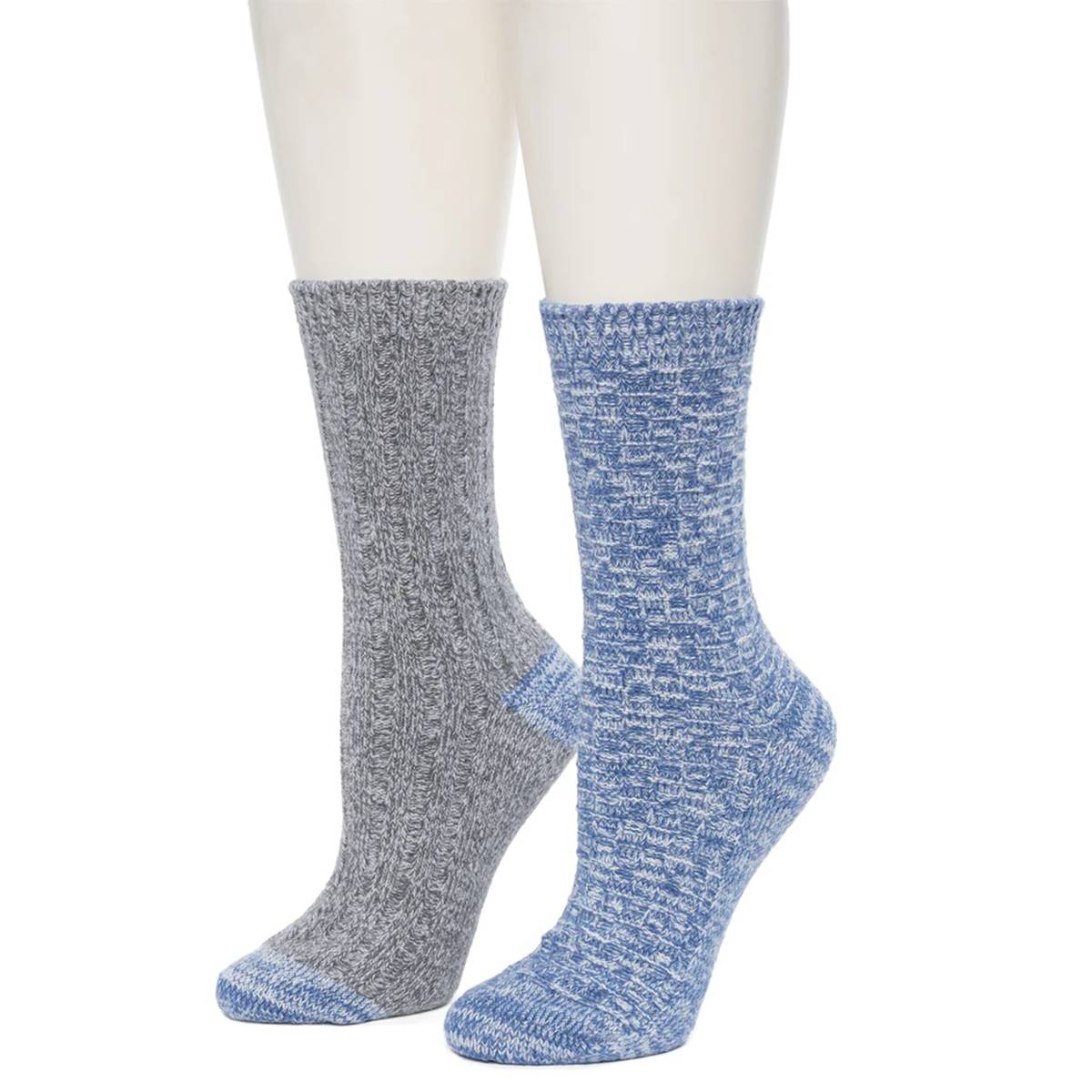 Womens Cuddl Duds(R) 2pk. Space Dye Textured Rib Crew Socks