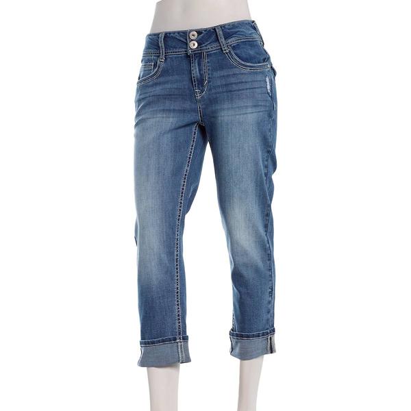 Juniors Wallflower Luscious Curvy Rhinestone Cropped Jeans alternate view