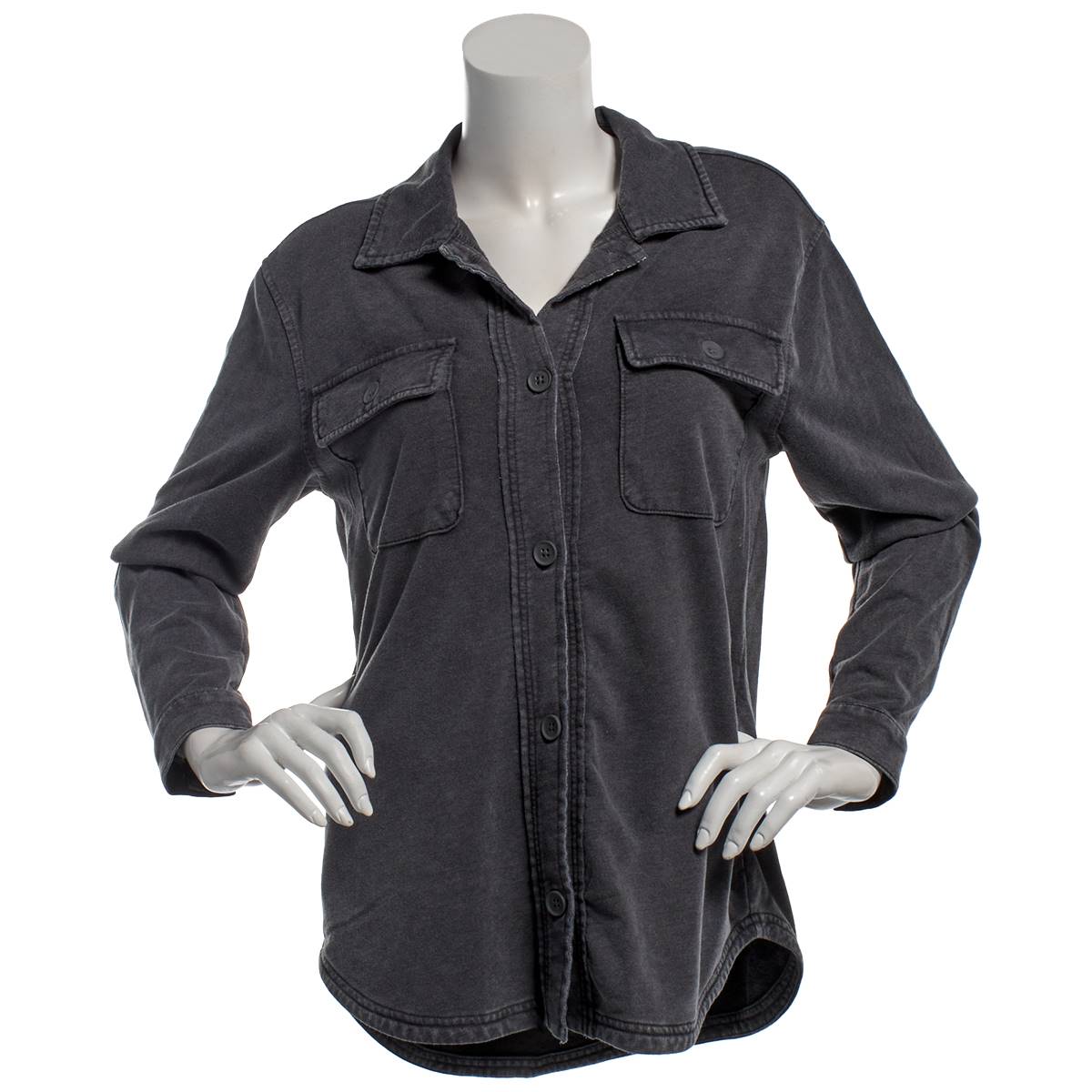 Juniors Wallflower Terry Washed Oversized Casual Button Down