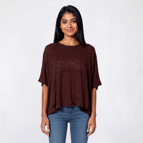 Juniors Wallflower Rhapsody Slub Hacci Poncho Top alternate view