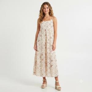Juniors Wallflower Tropical Print Gauze Tier Midi Dress