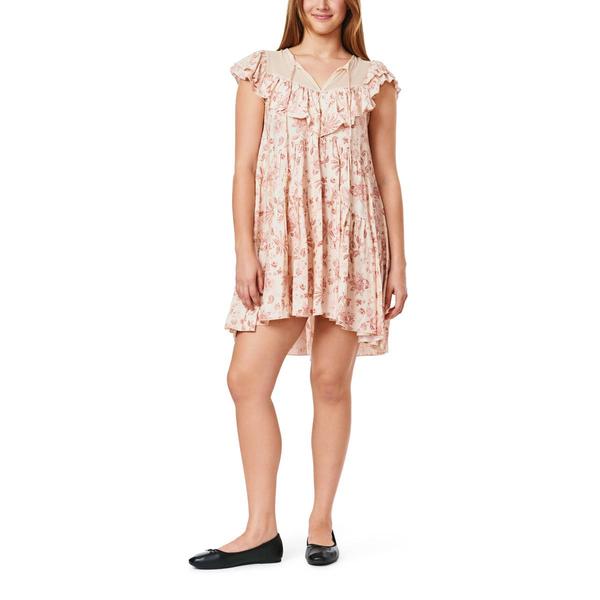 Juniors Wallflower Floral Lace Ruffle Peasant Dress alternate view