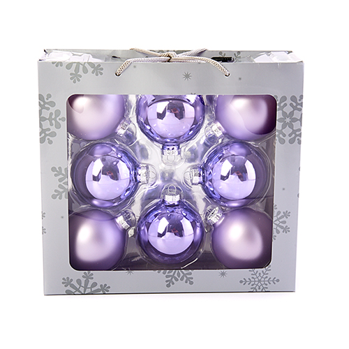 8ct. 2.6in. Solid Glass Ball Ornament - Lavender