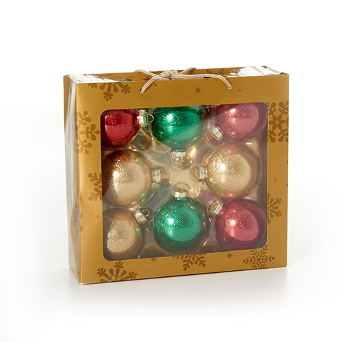 Multi Color Glitter Glass Ball Ornaments - 8 Count