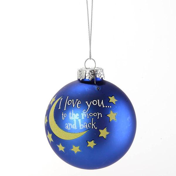 I Love You to The Moon and Back Glass Ball Ornament