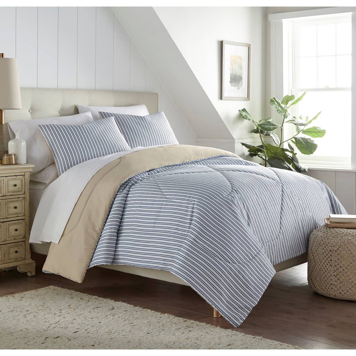 Shavel Home Products Seersucker Comforter Set - Sailor Stripe