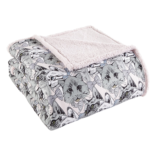 Shavel Home Products Micro Flannel(R) Cat Collage Sherpa Blanket