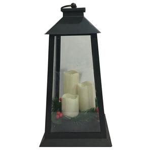 15in. Plastic Lantern with Triple Candles