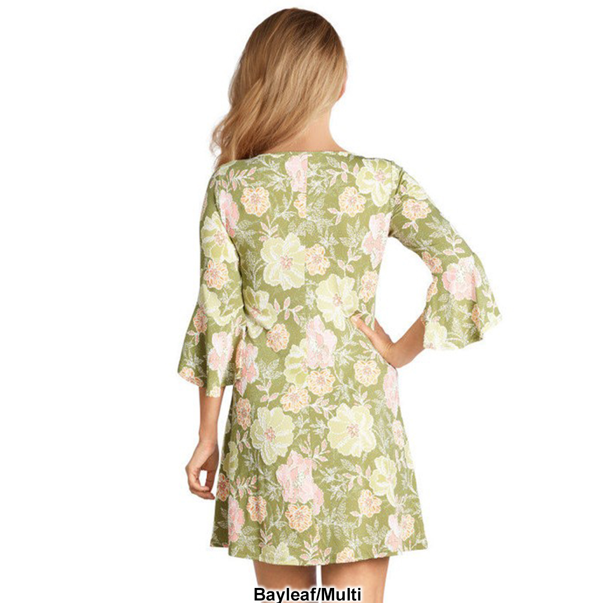 Petite Ruby Rd. 3/4 Sleeve Ruffle Trim Sleeve Floral Dress