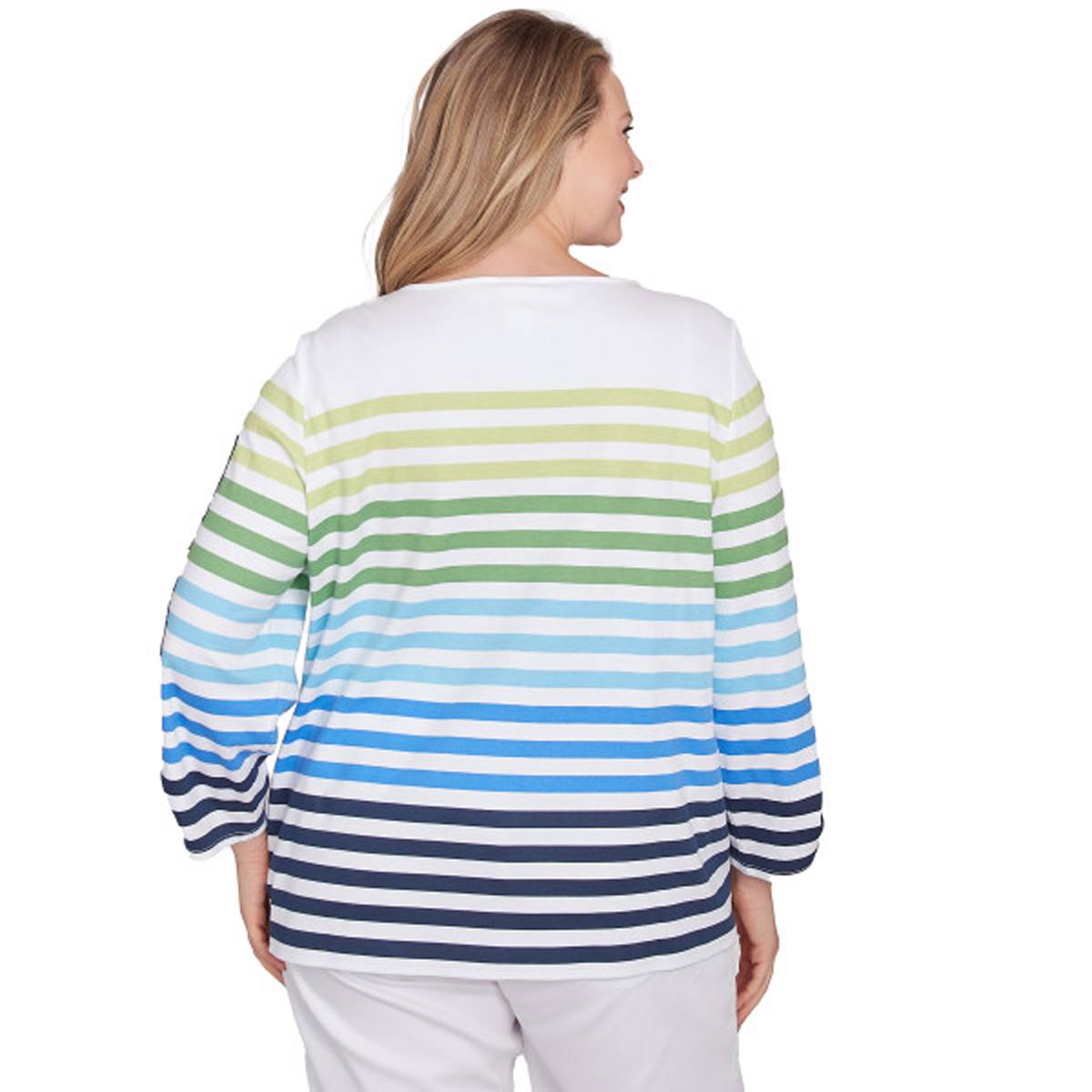 Plus Size Resort Ready 3/4 Sleeve Resort Stripe Tee