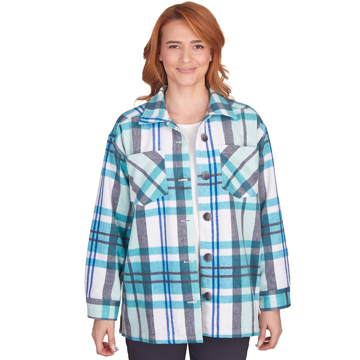 Petite Ruby Rd. Mint Condition Brushed Plaid Oversized Jacket