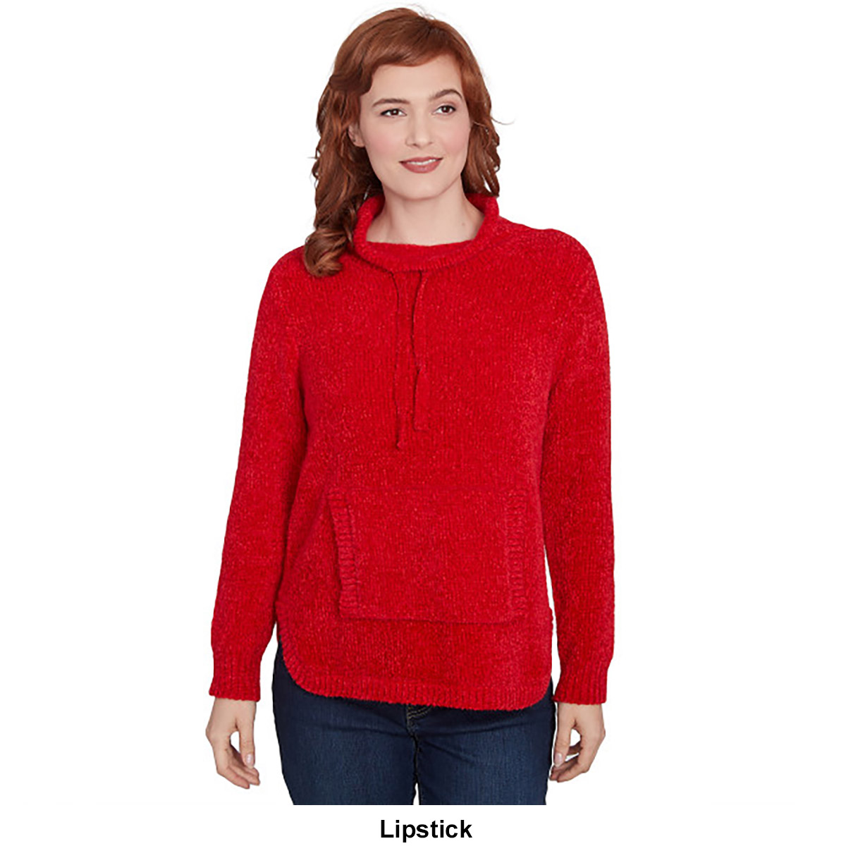 Womens Ruby Rd. Berry Glam Kangaroo Pocket Pullover Sweater