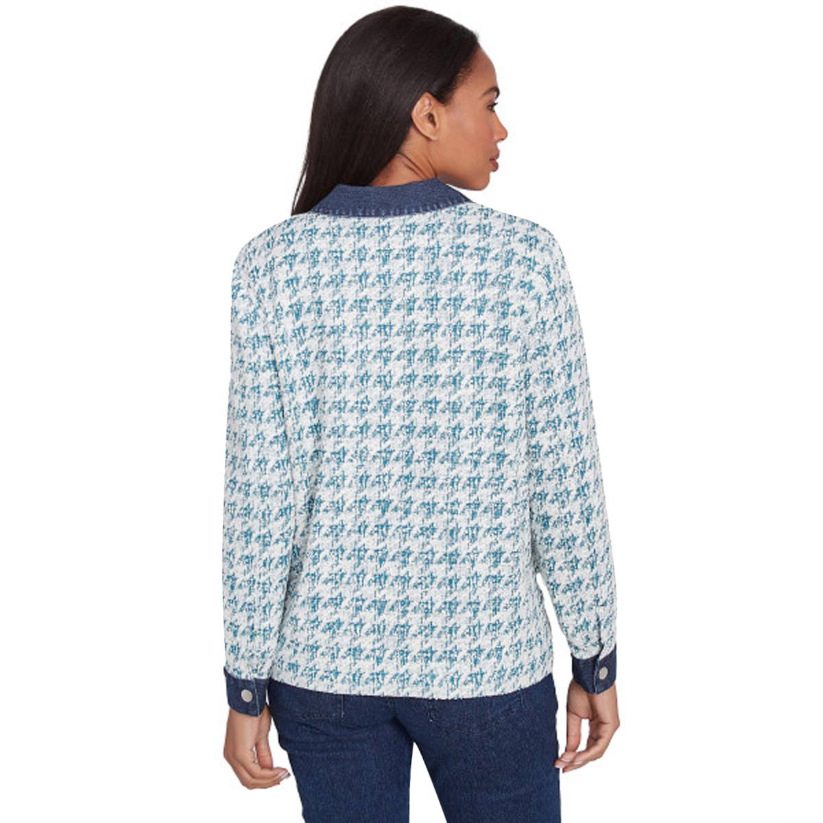 Petite Ruby Rd. Wintery Glow Long Sleeve Houndstooth Jacket