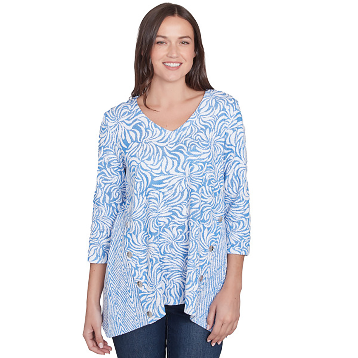 Petite Ruby Rd. Casual Luxe Abstract Jacquard Tunic Tee