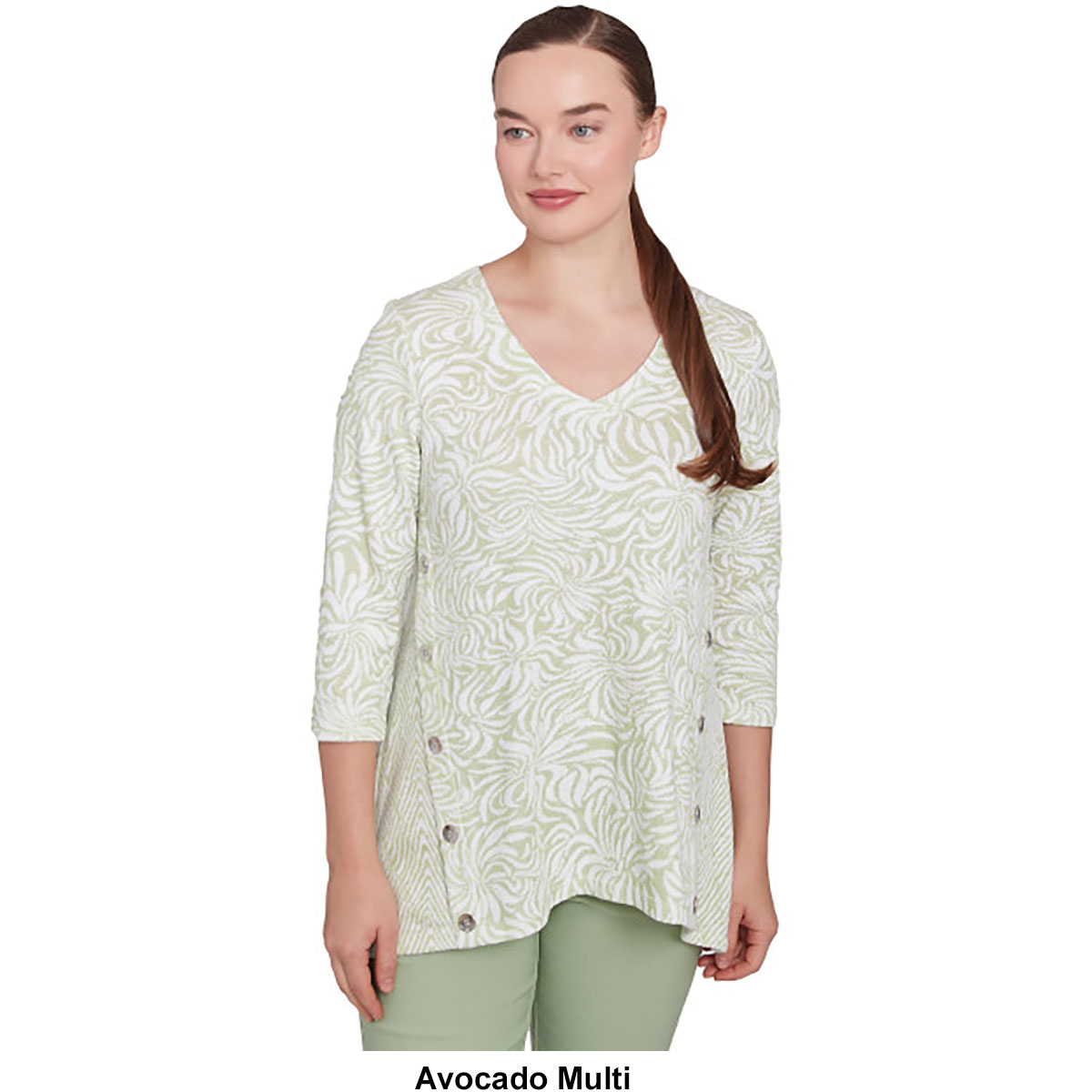 Petite Ruby Rd. Casual Luxe Abstract Jacquard Tunic Tee