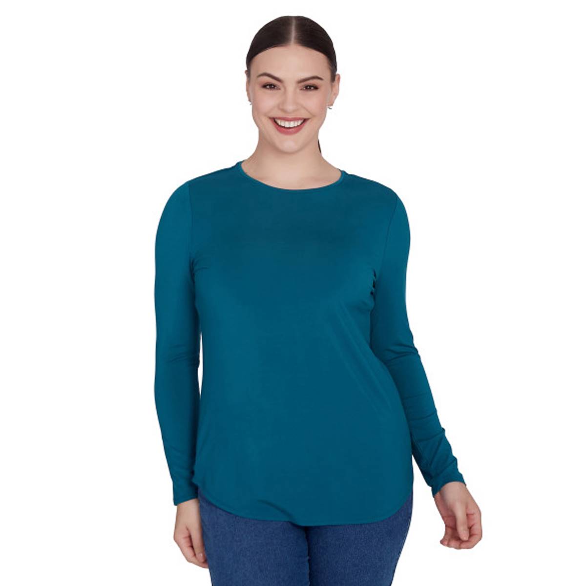 Petite Ruby Rd. Key Items Long Sleeve Crew Neck Stretch Tee