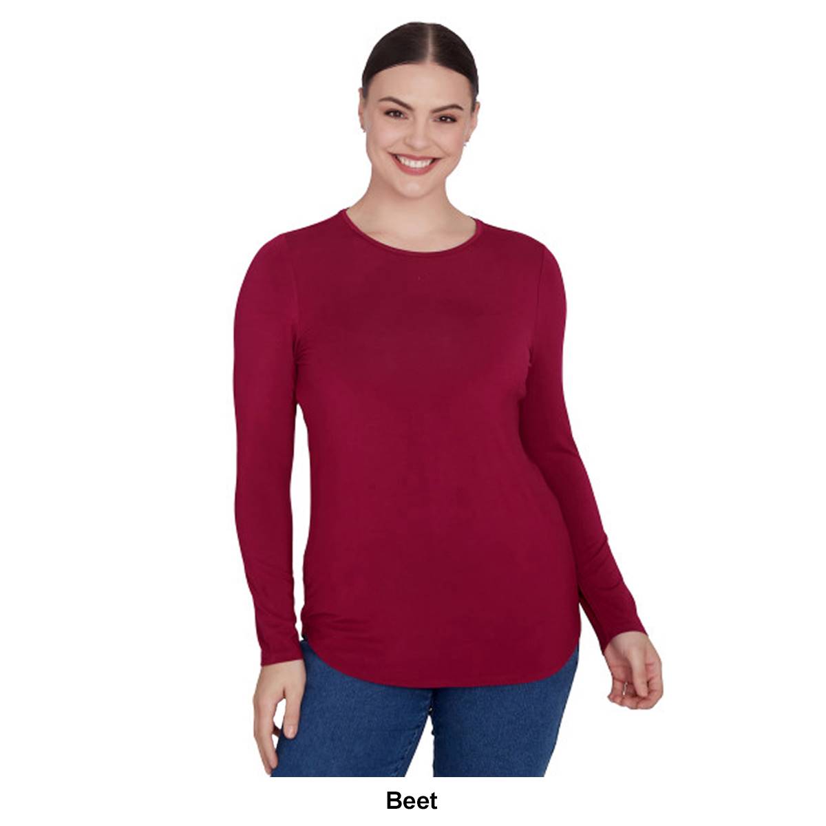 Petite Ruby Rd. Key Items Long Sleeve Crew Neck Stretch Tee