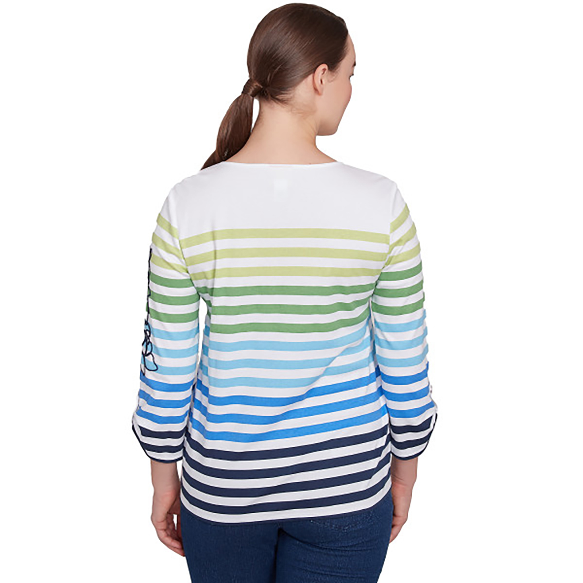 Petite Ruby Rd. Resort Ready 3/4 Sleeve Resort Stripe Tee