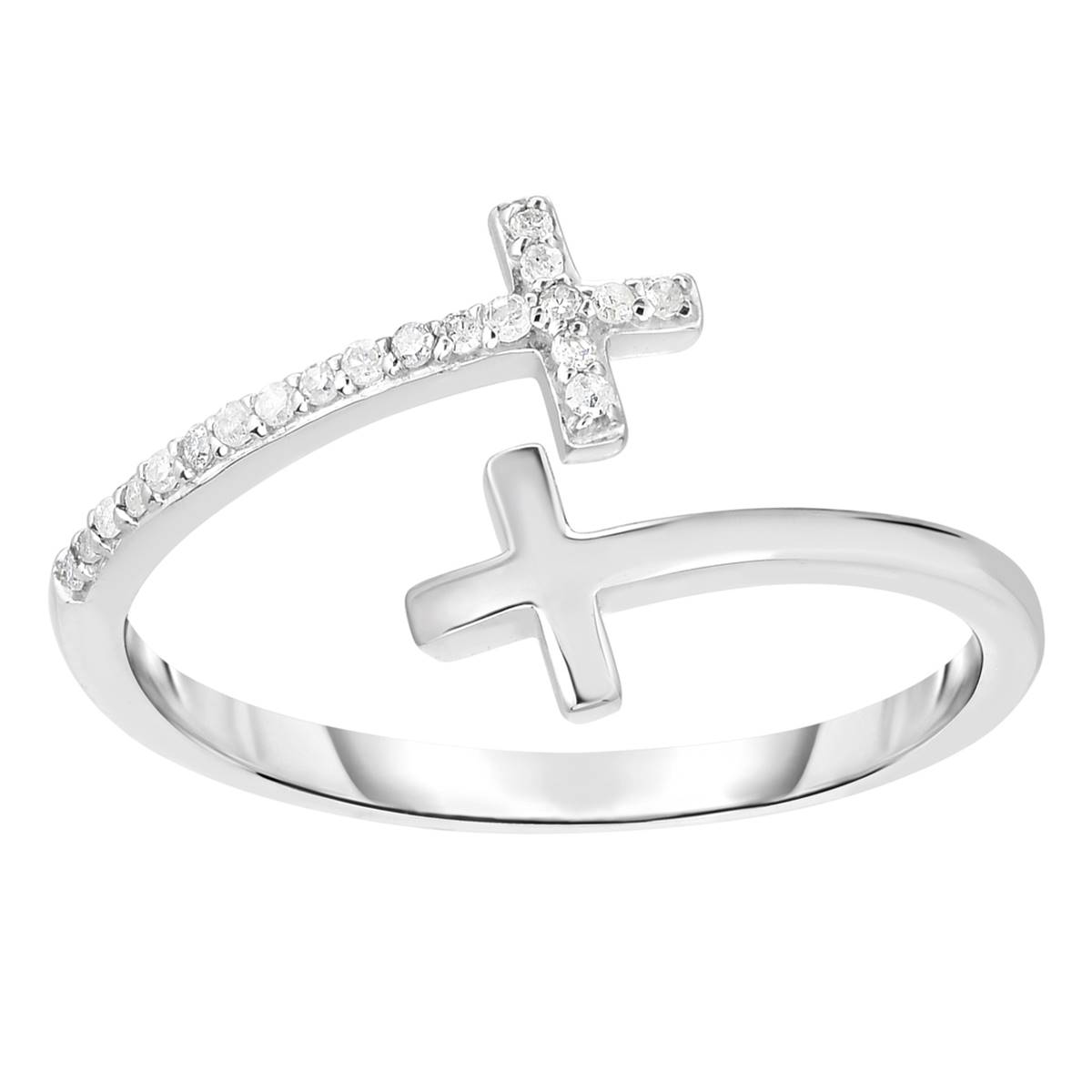 Diamond Classics(tm) 1/10ctw. Diamond Sterling Silver Cross Ring