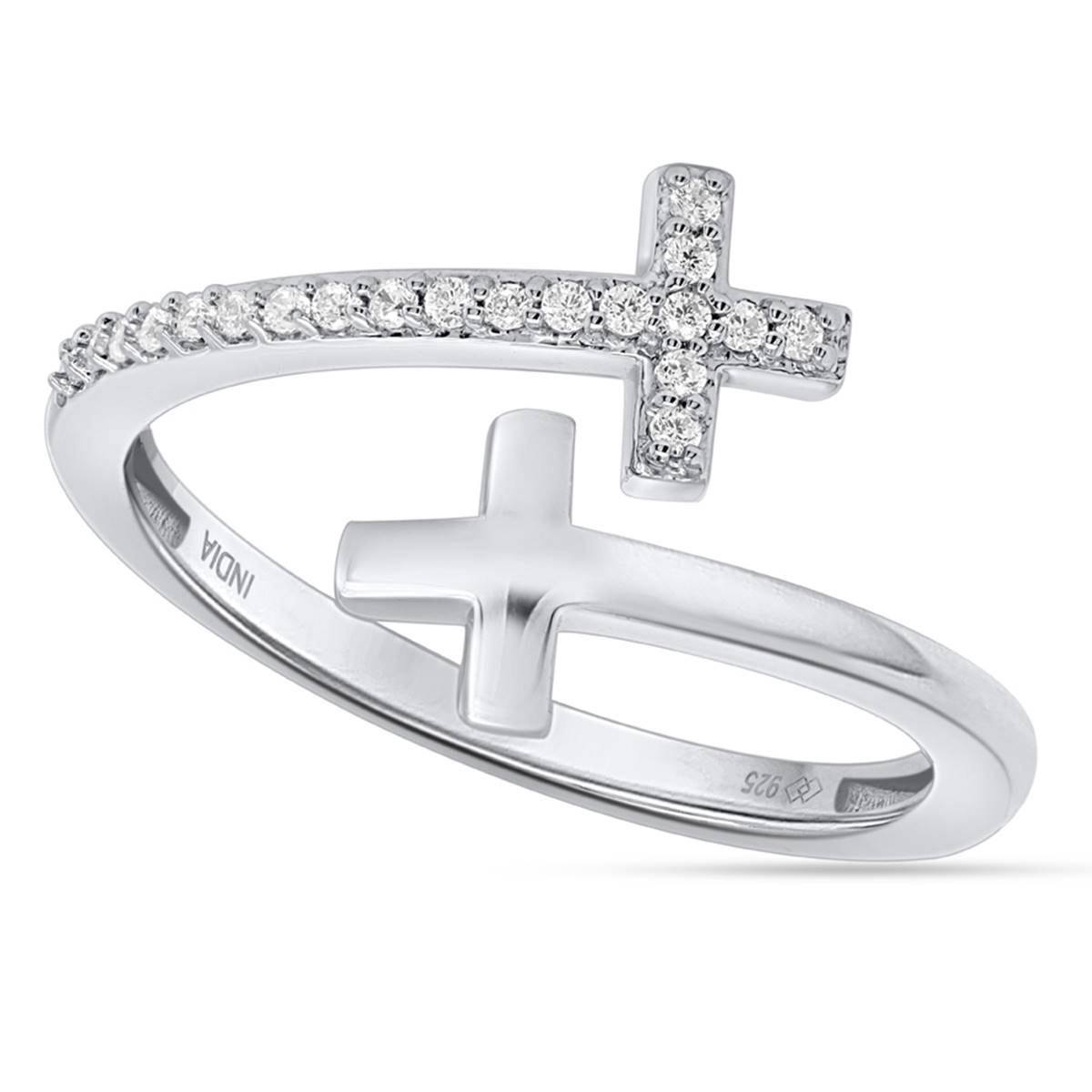 Diamond Classics(tm) 1/10ctw. Diamond Sterling Silver Cross Ring