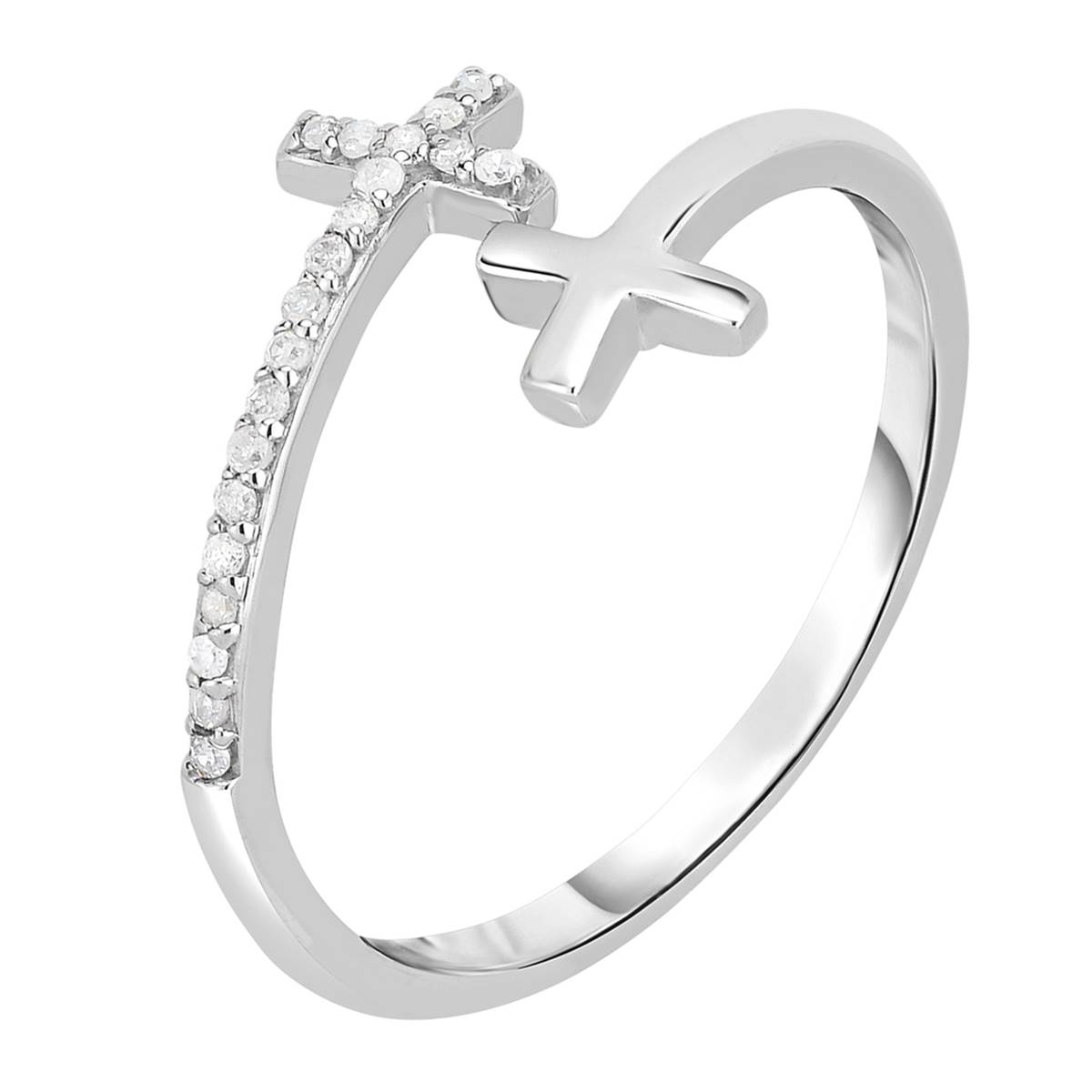 Diamond Classics(tm) 1/10ctw. Diamond Sterling Silver Cross Ring