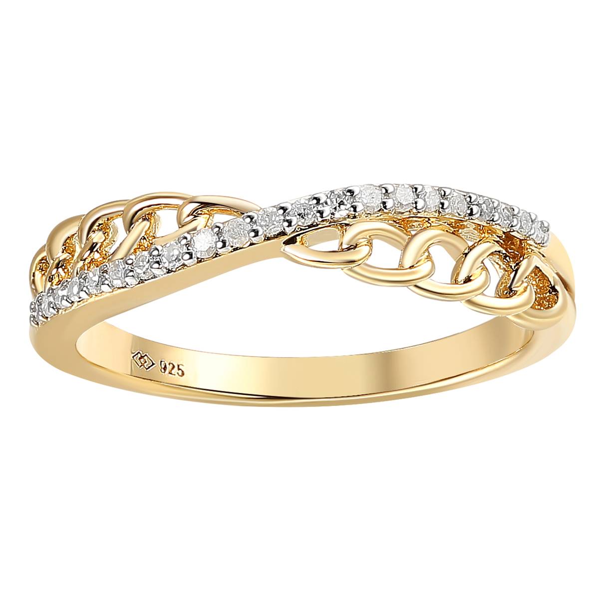 Diamond Classics(tm) 1/10ctw. Diamond Gold Plated Criss-Cross Ring