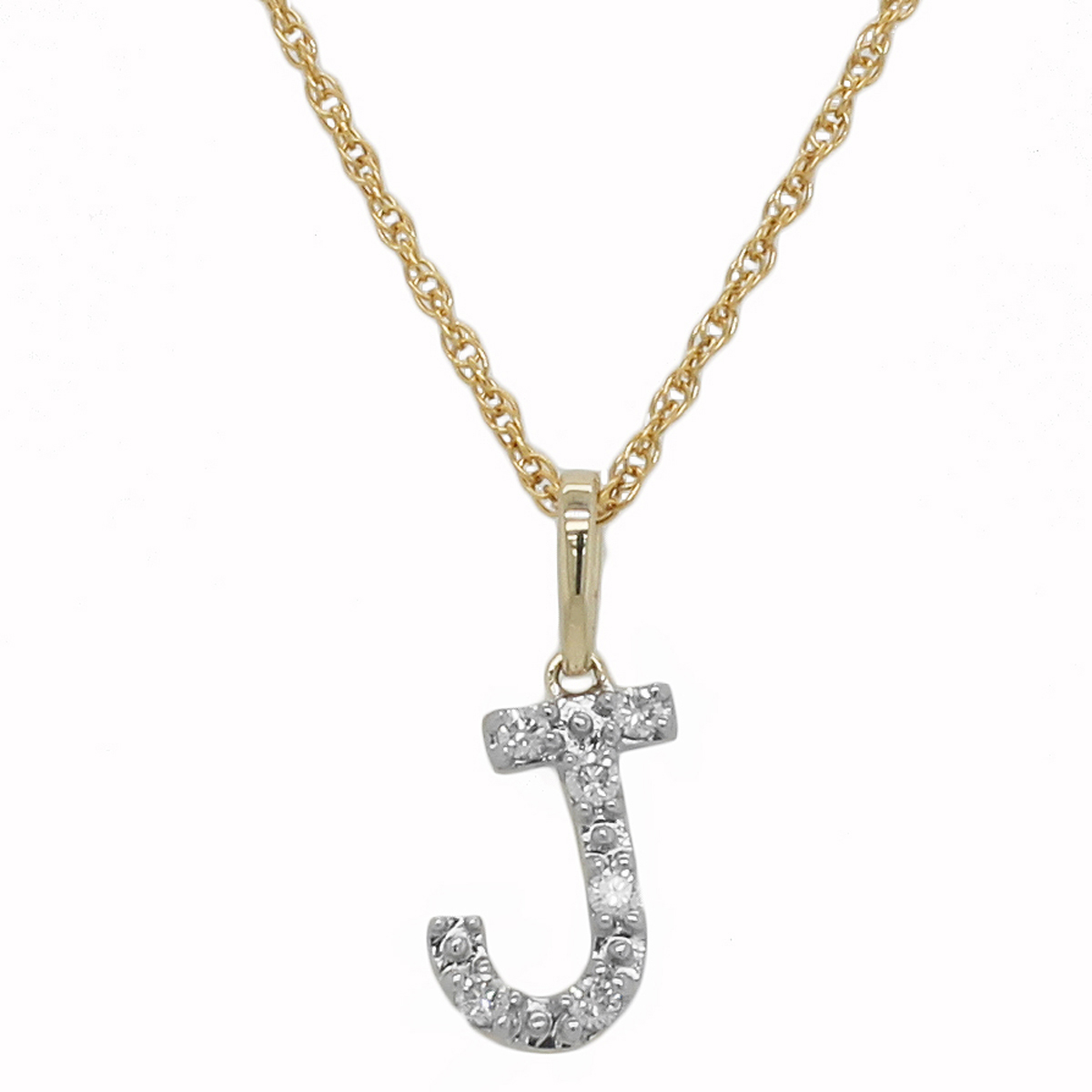 Nova Star(R) 10kt. Gold 1/10ctw Lab Grown Diamond J Initial Pendant