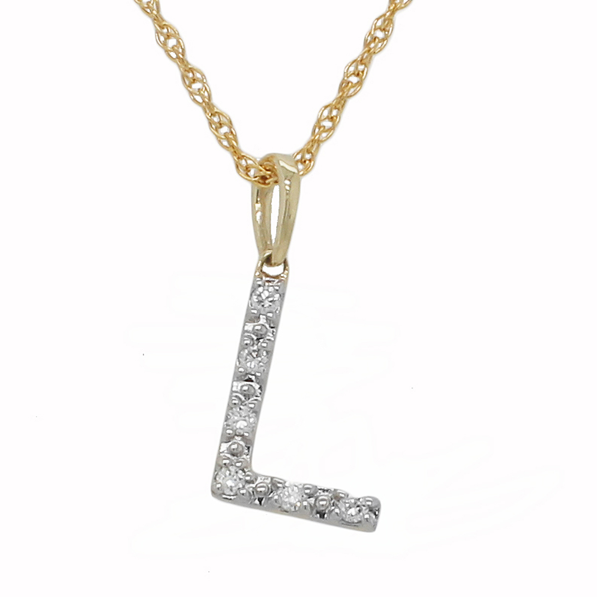 Nova Star(R) 10kt. Gold 1/10ctw Lab Grown Diamond L Initial Pendant