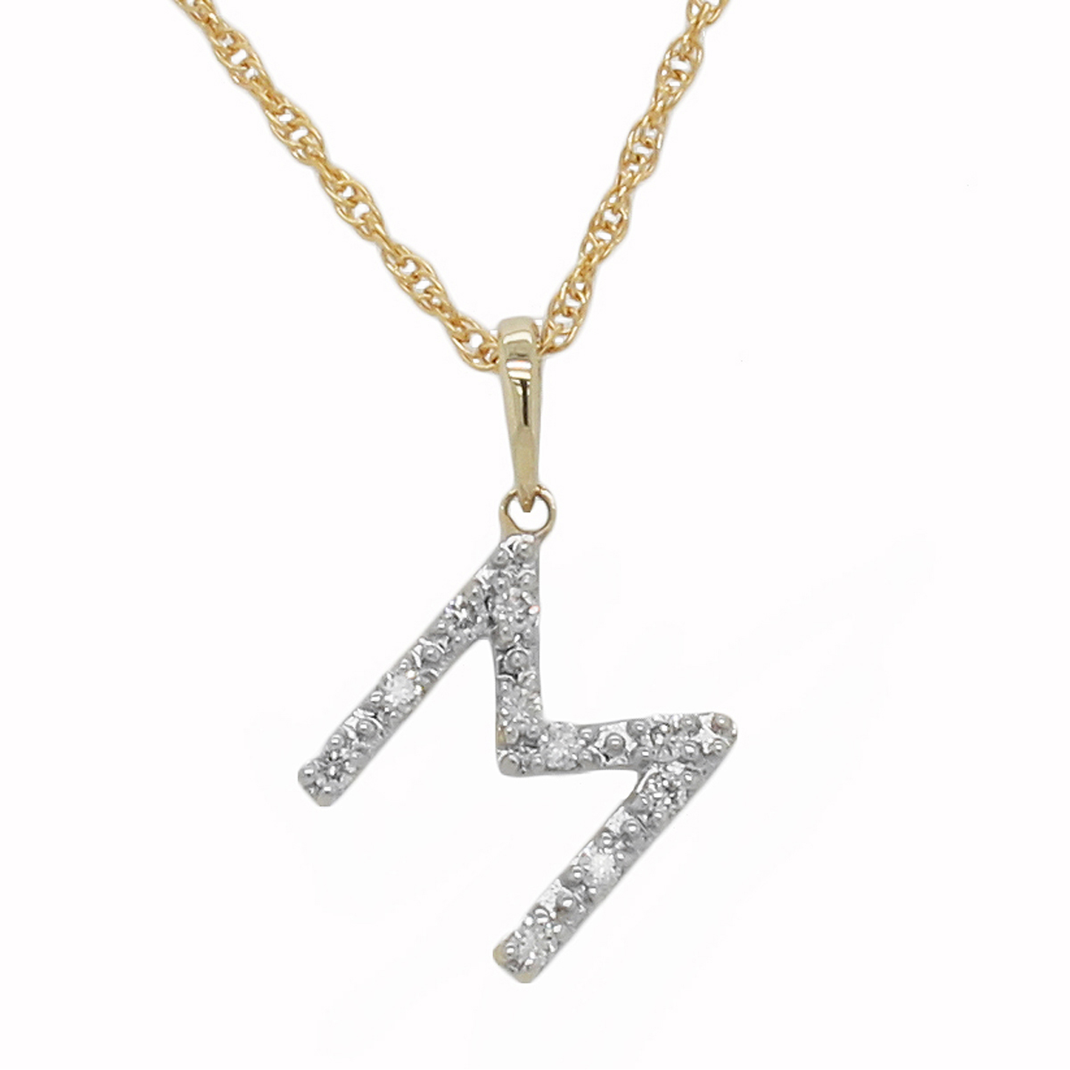 Nova Star(R) 10kt. Gold 1/10ctw Lab Grown Diamond M Initial Pendant