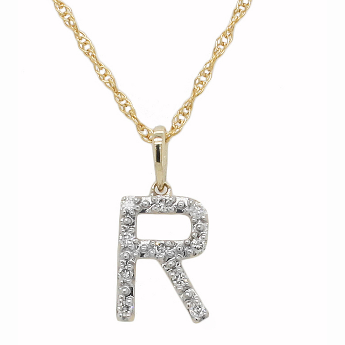 Nova Star(R) 10kt. Gold 1/10ctw Lab Grown Diamond R Initial Pendant