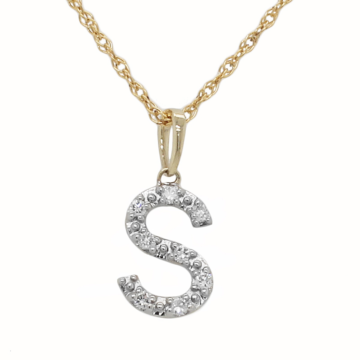 Nova Star(R) 10kt. Gold 1/10ctw Lab Grown Diamond S Initial Pendant