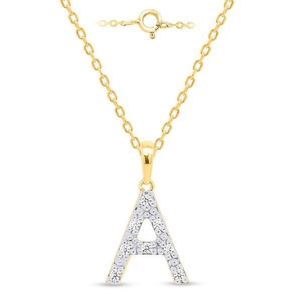 Nova Star(R) Gold Plated Lab Grown Diamond Initial A Pendant