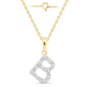 Nova Star(R) Gold Plated Lab-Grown Diamond Initial B Pendant