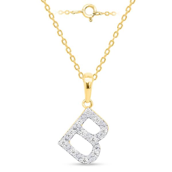 Nova Star(R) Gold Plated Lab-Grown Diamond Initial B Pendant