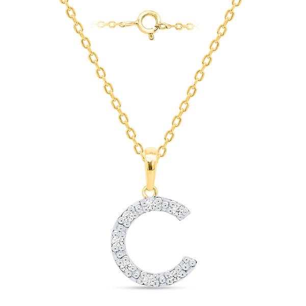 Nova Star(R) Gold-Plated Lab-Grown Diamond Initial C Pendant