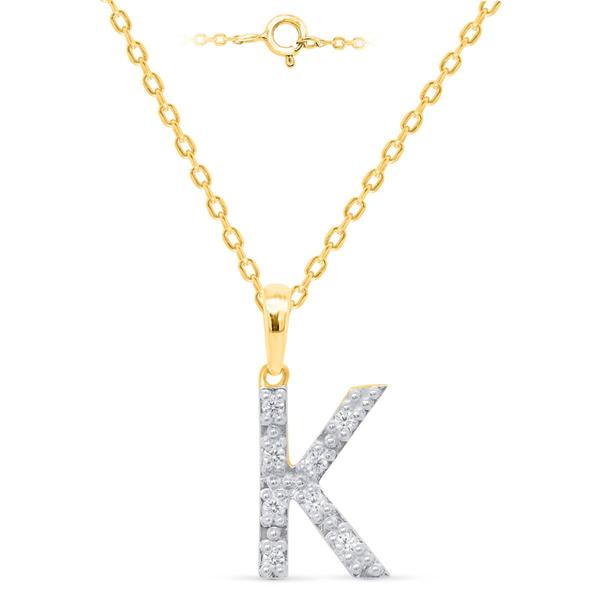 Nova Star(R) Gold-Plated Lab-Grown Diamond Initial K Pendant