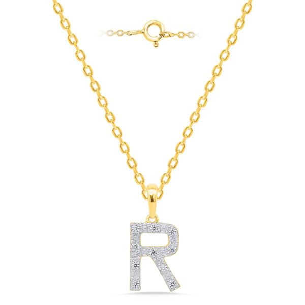 Nova Star(R) Gold-Plated Lab-Grown Diamond Initial R Pendant