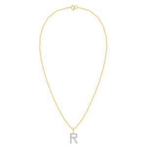 Nova Star(R) Gold-Plated Lab-Grown Diamond Initial R Pendant alternate view