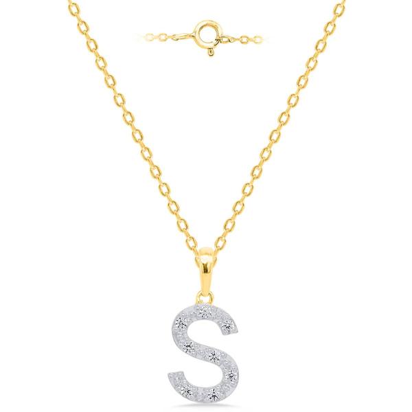 Nova Star(R) Gold-Plated Lab-Grown Diamond Initial S Pendant