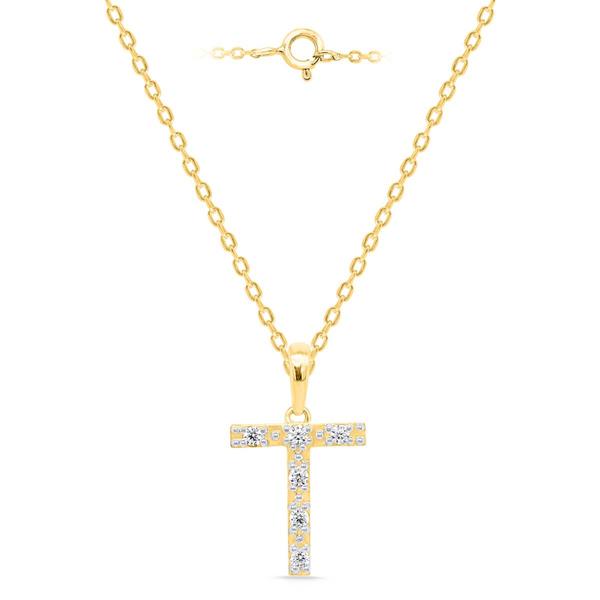 Nova Star(R) Gold-Plated Lab-Grown Diamond Initial T Pendant