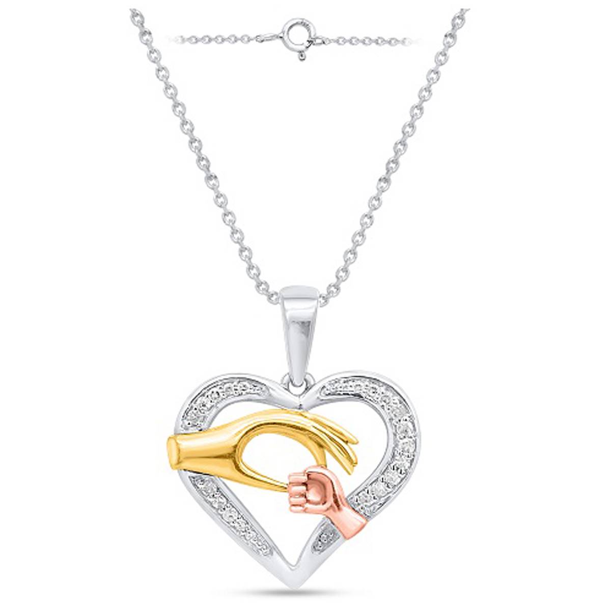 Nova Star(R) 0.1ctw. Lab Grown Diamond Heart W/ Hands Pendant