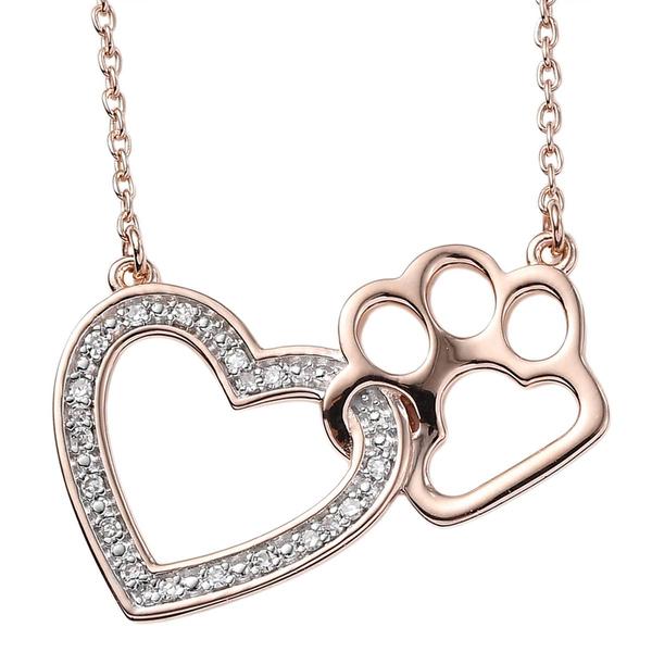 Nova Star(R) Rose Gold Plated Lab Grown Diamond Paw Heart Pendant