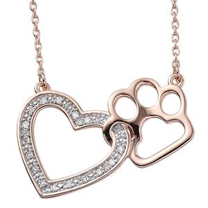 Nova Star(R) Rose Gold Plated Lab Grown Diamond Paw Heart Pendant