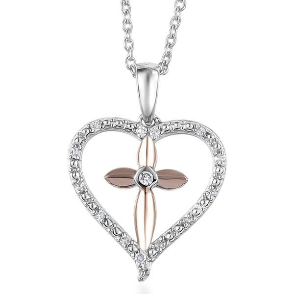 Nova Star(R) Two-Tone Lab Grown Diamond Cross Heart Pendant