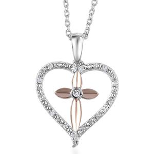 Nova Star(R) Two-Tone Lab Grown Diamond Cross Heart Pendant