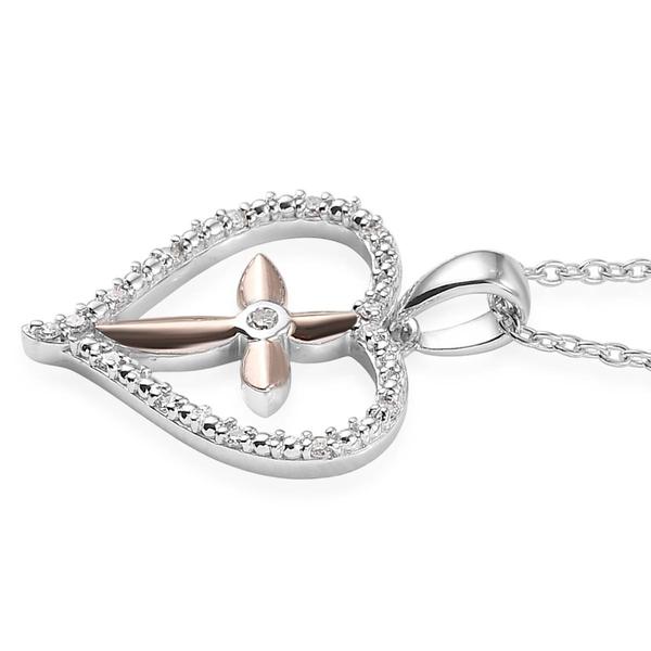 Nova Star(R) Two-Tone Lab Grown Diamond Cross Heart Pendant alternate view