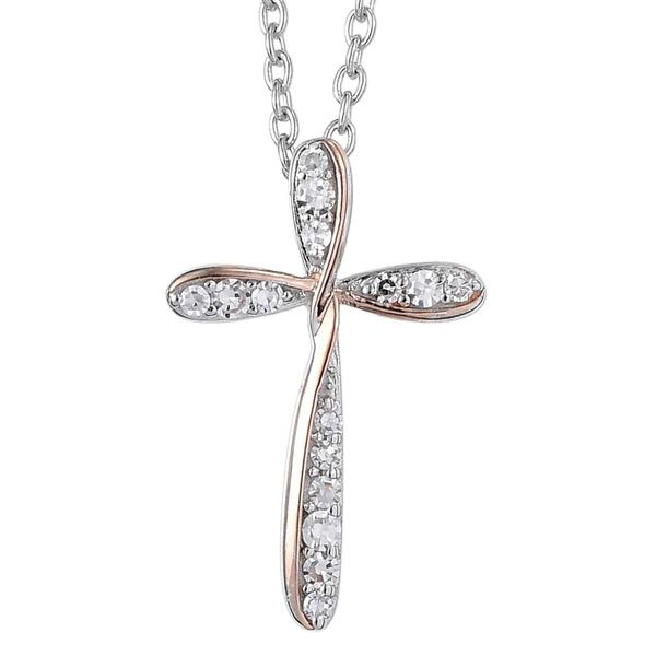 Nova Star(R) Two-Tone Lab Grown Diamond Cross Pendant Necklace
