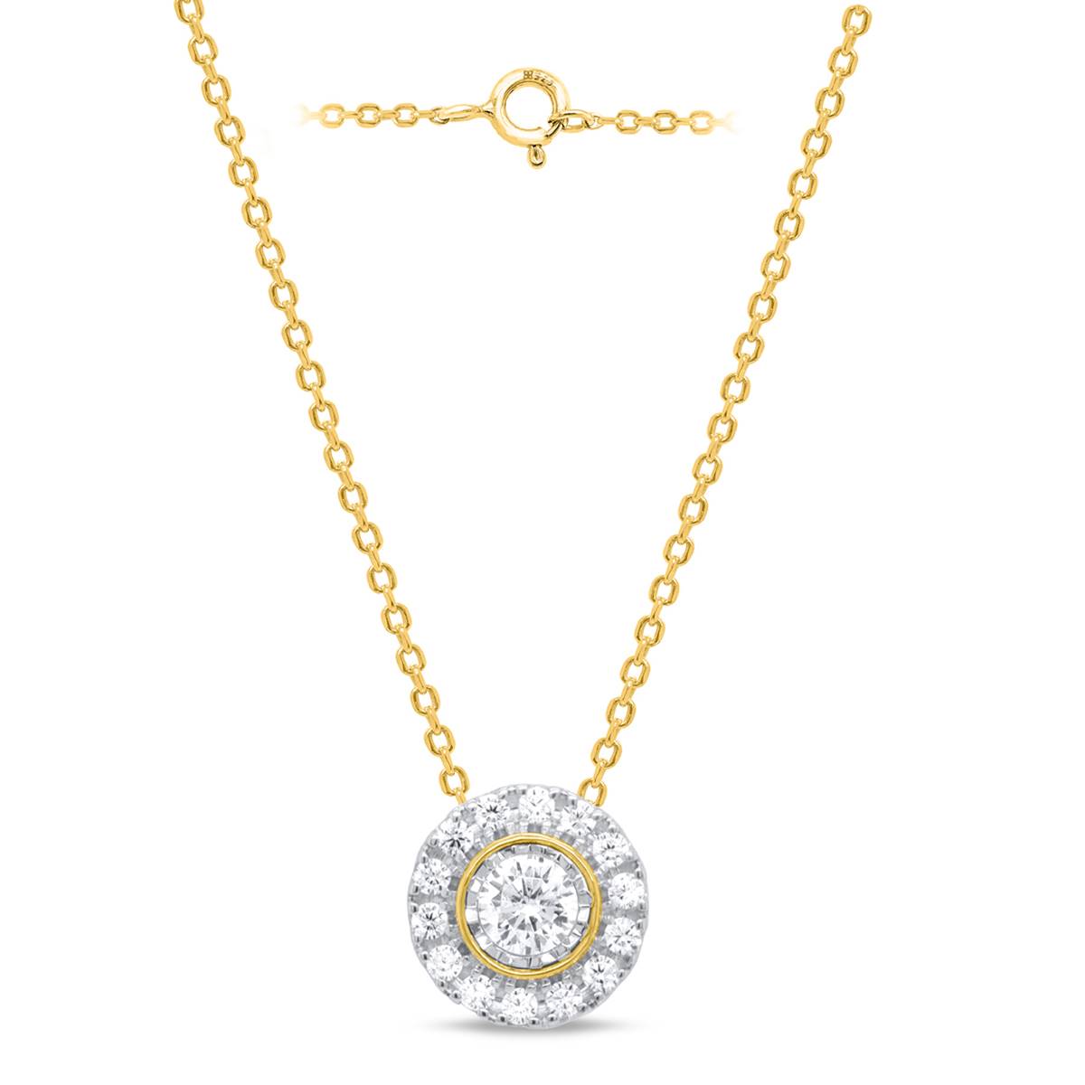 Nova Star(R) Gold Over Silver Lab Grown Diamond Halo Pendant