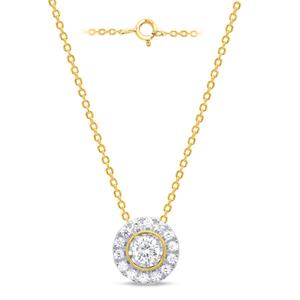 Nova Star(R) Gold over Silver Lab Grown Diamond Halo Pendant